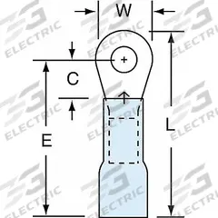 3M Ring Terminal: Blue, Heat Shrink Insulation, #6 Stud Size, 16 AWG to 14 AWG Wire Sizes, 600 V (MPN MH14-6R/LK). Key specifications — Brand: 3M; Series: MH14.