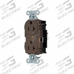 HUBBELL Receptacle: Duplex, 5-20, Brown, 125V AC, 20 A, 2 Pole / 3 Wire (MPN 5352ST)