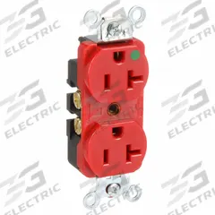 HUBBELL Receptacle: Hospital Grade Fed. Spec., Duplex, 5-20R, Red, 125V AC, 20 A, 2 Pole / 3 Wire (MPN 8300RED)
