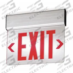 Edge-lit Exit Sign: 2 Faces, Red, Aluminum, Universal Field Selectable Chevrons, LED, Silver (MPN EDGNY 2 R M4). Key specifications — Housing Color: Silver; Brand: LITHONIA LIGHTING; Lighting Technology: LED; Self Diagnostics: No; Housing Material: Aluminum; Text Color: Red.