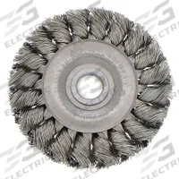 WEILER Wire Wheel Brush: Twisted Stainless Steel, 3" Dia x 3/8" Wd, 1/2" to 3/8" Arbor, 0.014" Fill (MPN 93390). Key specifications — Brand: WEILER.