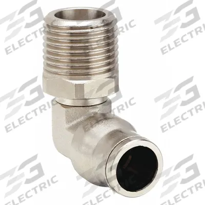 LEGRIS Push-Fit Elbow Fitting: 10 mm OD x 3/8 in Pipe Size, Push-to-Connect x MBSPT - Nickel-Plated Brass Tube Fittings