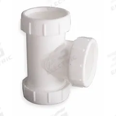 APPROVED VENDOR Tee: Plastic, White, 1 1/2 in_1 1/4 in Nominal Pipe Size, 3 1/2 in Overall Lg, Slip (MPN 1PPA4). Key specifications — Includes: Washers; Brand: APPROVED VENDOR; Material: Plastic; Connection Type: Slip.