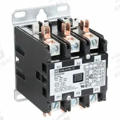 SQUARE D Definite Purpose Magnetic Contactor: 3 Poles, 120V AC, 40 A, Non-Reversing (MPN 8910DPA43V02). Key specifications — Brand: SQUARE D; Coil Voltage: 110/120V AC; Contactor Style: HVACR Definite Purpose Contactor; Terminal Connection Type: Quick-Disconnect Terminals; Maximum Voltage Rating: 600V AC; Series: 8910 Series Type DPA; Phase: Three; Main Pole Contact Form: 3NO.
