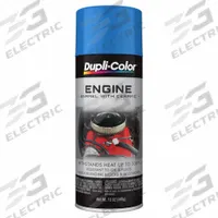 DUPLI-COLOR Automotive Paint: Interior, Engine Accessories/Engine Blocks, Solvent, Solvent-Based (MPN EDE163107). Key specifications — Color: Chrysler Blue; Coverage Area: 12 to 15 sq ft; Compatible Surface Material: Metal; Finish Texture: No Texture; Sheen: Gloss; Surface Texture: Smooth; Brand: DUPLI-COLOR.