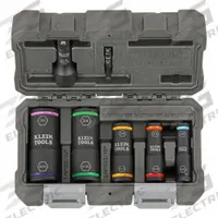 KLEIN TOOLS Flip Impact Socket Set: 1/4 in, 1/2 in Drive Size, Small Set (0-50 pieces) Set Size, SAE (MPN 66070). Key specifications — attr1204251: KLEIN TOOLS; attr1215453: 1/4 in, 1/2 in; attr1215454: 3/8 in to 15/16 in.