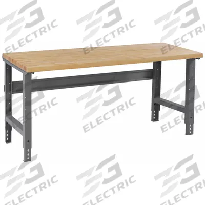 TENNSCO Workbench: Adj Ht, Laminated Hardwood Butcher Block, 72 in x 30 in - Open-Base Workstations