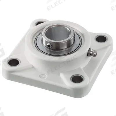 NTN 4 Bolt Flange Bearing: Radial Ball, 1 1/4 in Bore, Polymer, Set Screws - Food-Grade Flange-Mount Ball Bearings