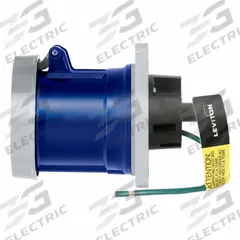 LEVITON Pin and Sleeve Receptacle: Blue, 250V AC, Three Phase, 60 A, 3 Pole, 4 Wire, IEC Grounding (MPN 460R9WLEV). Key specifications — Brand: LEVITON.