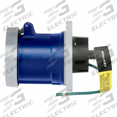 LEVITON Pin and Sleeve Receptacle: Blue, 250V AC, Three Phase, 60 A, 3 Pole, 4 Wire - Washdown-Rated Receptacles