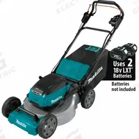 MAKITA Battery-Powered Lawn Mower: Self-Propelled, 21 in Cutting Wd, Variable Speed Settings, LXT® (MPN XML08Z). Key specifications — Run Time: Not Rated; Cutting Height Adjustment: Single-Point; Battery Platform: LXT®; Deck Material: Steel; Brand: MAKITA; Speed Settings: Variable; Power Source: Battery-Powered; Sound Level: Greater than 65 dB.