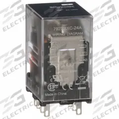 SCHNEIDER General Purpose Relay: Socket Mounted, 12 A Current Rating, 24V AC, DPDT, 8 Pins/Terminals (MPN 792XBXC-24A). Key specifications — Brand: SCHNEIDER; Base Type: Square; Mounting Style: Plug-In; Electrical Connection: Faston Connector; Manufacturer Part Number: 792XBXC-24A; Operating Current: 6 A AC-1 (NC Conforming to IEC); Series: 792 Series.
