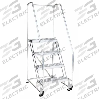 COTTERMAN Rolling Ladder: 1.7 ft Platform Ht, Assembled, Aluminum - Aluminum Easy Tilt-&-Roll Ladders