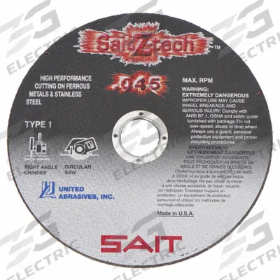 UNITED ABRASIVES-SAIT Abrasive Cut-Off Wheel: Type 1, 5" x 0.045" x 7/8", Zirconia Alumina, 36 Grit - High-Performance Cut-Off Wheels for Carbon & Stainless Steel