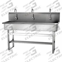SANI-LAV Wash Station: 45 in Overall Ht, 57 in Bowl Lg, 8 in Bowl Dp, 0.5 gpm Flow Rate, Sensor (MPN 56FAL-0.5). Key specifications — Includes Side Splash: Side Splash Not Included; Power Source: AC Powered; Brand: SANI-LAV.