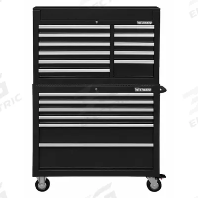 WESTWARD Tool Chest and Cabinet Combination: 17 Drawers, Heavy Duty, Keyed - Heavy-Duty Top Chest & Rolling Cabinet Combos