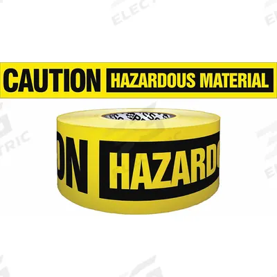 APPROVED VENDOR Barricade Tape: 500 ft Lg, 3 in Wd, Caution Haz Material Legend - Specific Caution Messaging Barrier Tape