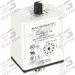 MACROMATIC Single Function Time Delay Relay: Socket Mounted, 240V AC, 10 A, 11 Pins/Terminals (MPN TR-51621-14). Key specifications — Brand: MACROMATIC.