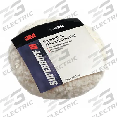 3M Pad: Pad, Unthreaded Center Hole, Wool, 8 in Outside Dia, White, 2,000 RPM Max Speed - Vehicle Polishing Bonnets