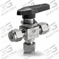 HAM-LET Manual Three-Way Ball Valve: 1/4 in, Stainless Steel, One-Piece (MPN H-800M-SS-L-1/4-T). Key specifications — Brand: HAM-LET.