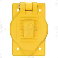 HUBBELL WIRING DEVICE-KELLEMS Weatherproof Cover: Polycarbonate, Receptacles, 1 Gangs, No Enclosure (MPN HBL74CM23WO). Key specifications — Brand: HUBBELL WIRING DEVICE-KELLEMS; Color: Yellow; Compatible with Product Type: Receptacles; Mounting Orientation: Vertical.