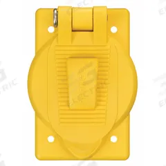 HUBBELL WIRING DEVICE-KELLEMS Weatherproof Cover: Polycarbonate, Receptacles, 1 Gangs, No Enclosure (MPN HBL74CM23WO). Key specifications — Brand: HUBBELL WIRING DEVICE-KELLEMS; Color: Yellow; Compatible with Product Type: Receptacles; Mounting Orientation: Vertical.