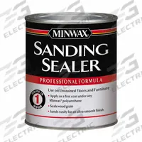 MINWAX Sealer: Sealer, Interior, Water, 1 gal Container Size, Wood, Clear, Clear, Sanding Sealer (MPN 157000000). Key specifications — Brand: MINWAX; Transparency: Clear; Use Location: Interior; Sub-Brand: Sanding Sealer; Color: Clear; Resin Type: Polyurethane.