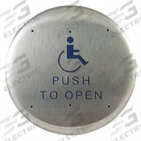 BEA Exit Push Button: 6 in Ht, 5/8 in Dp, 6 in Wd, ADA Compliant, Aluminum/Stainless Steel, Gray (MPN 10PBR1). Key specifications — Product Type: Exit Push Button; Operation Type: Push; ADA Compliant: Yes; Brand: BEA; Color: Gray.