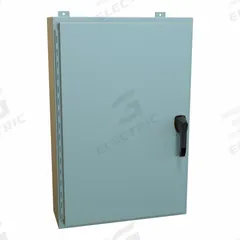 HAMMOND Enclosure: Steel, 36 in x 24 in x 8 in, NEMA 12/13/3R/4, Solid Cover, Hinged (MPN HW36248GYHK). Key specifications — Closure Method: Handle; Brand: HAMMOND; Knockouts: Not Included.