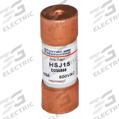 MERSEN Fuse: HSJ Series, Class J, Cylindrical Body, Very-Fast-Acting, 15 A, 600 V AC - Very-Fast-Acting Cylindrical Fuses