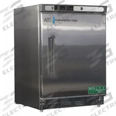 AMERICAN BIOTECH SUPPLY Lab Refrigerator: 4.5 cu ft, Undercounter, 1°C to 10°C, 24 1/2 in Overall Dp (MPN ABT-HC-UCBI-0404SS). Key specifications — Door Opening Style: Right; Color: Silver; Alarm Type: Temperature; Manufacturer Part Number: ABT-HC-UCBI-0404SS; Brand: AMERICAN BIOTECH SUPPLY; Product Type: Lab Refrigerator; Door Type: Swing Solid; Refrigerant Type: R-600a.