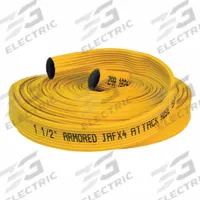 JAFX4 Fire Hose: 4-Layer, 2 in Hose Inside Dia, 100 ft Hose Lg, Yellow (MPN 56H2FX4-100). Key specifications — attr660602: Uncoupled; attr660629: Co-Extrusion Woven; attr660626: Reinforced Extruded Rubber.