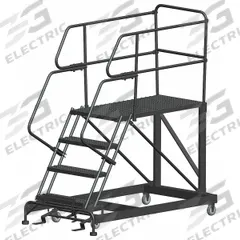 BALLYMORE Mobile Work Platform: 3.3 ft Platform Ht - Max, 36 in x 48 in, Steel, 800 lb Load Capacity (MPN SEP4-3648). Key specifications — Folding: Not Foldable; Mobility: Rolling; Brand: BALLYMORE; Color: Gray; Height Adjustability: Fixed Height; Includes Handrails: Handrails Included; Locking Mechanism: Foot-Activated Step Lock; Handrails: Includes Handrails.