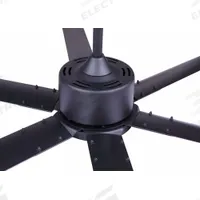 CANARM Ceiling Fan: 10,292 cfm_16,729 cfm Airflow, 8 ft Blade Dia, 5 Speeds, 120V AC, Single Phase (MPN CP96BK). Key specifications — Voltage: 120V AC; Light Kit: No; Series: FANBOS; Number of Speeds: 5; Phase: Single; Current: 0.9 A; Brand: CANARM.