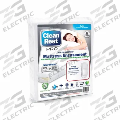 CLEANREST Mattress/Box Spring Protector: Twin, 75 in Overall Lg, 39 in Overall Wd - Mattress Encasements