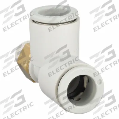 SMC Push-Fit Tee Fitting: 1/8 in Pipe x 10 mm OD x 10 mm OD Size, 44 3/32 mm Overall Lg - Polybutylene & Brass Tube Fittings