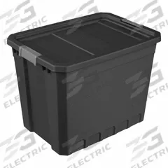 STERILITE Storage Tote: 27 gal, 25 3/4 in x 18 3/8 in x 19 3/8 in, Black Body, More than 20 gal (MPN 14889004). Key specifications — Material: Plastic; Body Color: Black; Brand: STERILITE.