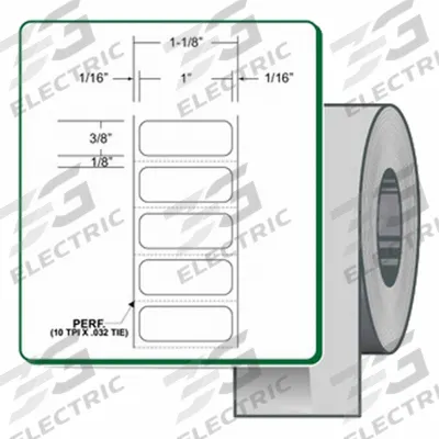 ZEBRA Barcode Printer Labels: 1 in Label Wd, 3/8 in Label Ht, White, 3 in Core Dia. - Industrial Thermal Transfer Labels