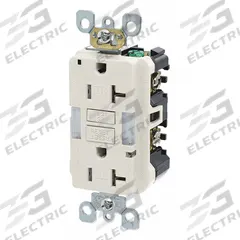 LEVITON GFI Receptacle: Decorator Duplex, 5-20, Light Almond, GFCI, 125V AC, 20 A, 2 Pole / 3 Wire (MPN GFNL2-T)