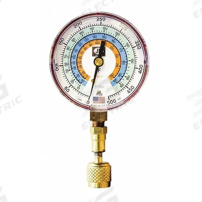 JB INDUSTRIES High Side Gauge: High Side Gauge, 0 psi to 500 psi, Non-Liquid Filled - Analog High Side Pressure Gauges