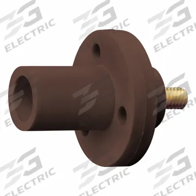 LEVITON Single Pole Receptacle: Brown, Straight Taper Nose Mating, Threaded Stud Termination - Receptacles with Threaded Stud Terminations