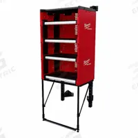 MILWAUKEE PACKOUT Rack Kit: 27 5/16 in W x 21 in D x 70 in H, Steel, Black, 4 Shelves (MPN 48-21-8070). Key specifications — attr1120130: MILWAUKEE; attr1120217: Steel; attr1120218: Black.