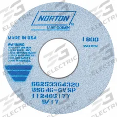 NORTON Straight Grinding Wheel: Type 1, 14" x 1 1/2" x 5", 5SG46-GVSP (MPN 66253364320). Key specifications — Wheel Hardness: G; Brand: NORTON.