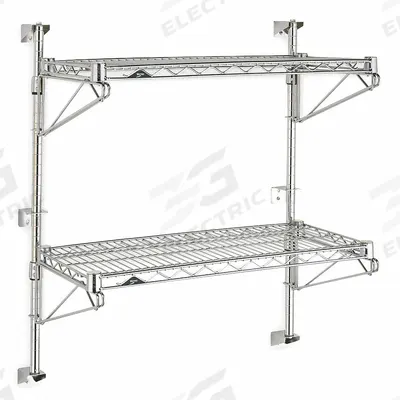 METRO Wire Wall Shelf: 48 in x 24 in, 2 Shelves, 125 lb Load Capacity per Shelf - Adjustable-Height Steel Wire Wall-Mount Shelving