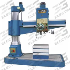 BAILEIGH INDUSTRIAL Radial Floor Drill Press: Geared Head, 220V AC, Variable Speed, 5 1/4 hp (MPN RD-1600H). Key specifications — attr73610: 17-1/8 in; attr73588: 5-1/4 hp; attr20311: BAILEIGH INDUSTRIAL; attr20312: Floor Stand; attr20466: Yes; attr20316: Geared Head; attr73607: 220V AC; attr73596: Three-Phase.