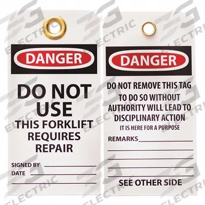 SKILCRAFT Lockout Tag: Danger, Do Not Use this Forklift, Plastic, Date/Remarks/Signed By - Safety