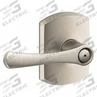 SCHLAGE RESIDENTIAL Door Lockset: Privacy Lever Locksets, Nickel (MPN F40 VLA 619 GRW). Key specifications — Ligature Resistance: Not Ligature-Resistant; Brand: SCHLAGE RESIDENTIAL; Lockset Function ANSI Code: F76; Visual Indicator Message: No Message; Lockset Style: Avila; ADA Compliant: No; Finish: Satin Nickel-Plated, Clear Coated : Brass.