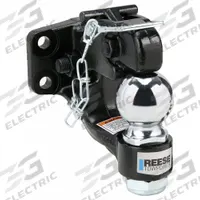 REESE Pintle Hook and Ball: Bolt On, 16,000 lb Gross Vehicle Wt Capacity, 3,000 lb Tongue Wt, Steel (MPN 7411720). Key specifications — Vehicle Class: III; Material: Steel; Finish: Powder Coated; Brand: REESE.