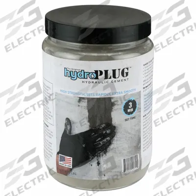 JE TOMES Hydraulic Cement: Hydroplug, Cement, 3 lb Container Size, Jar