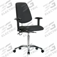 ESD Task Chair: Vinyl, Arms Included, Ht Range 21 1/2 in to 29 in, 18 1/2 in Seat Wd, 17 in Seat Dp (MPN BR-ESD-VMBCH-MB-CR-T0-A1-NF-EC-ESDBLK). Key specifications — Foot Support: No; Back Tilt Backward: 13.5°; Back Tilt Forward: 10.5°; Base Material: Aluminum; Brand: APPROVED VENDOR; Product Type: ESD Task Chair; ESD-Safe: ESD-Safe.